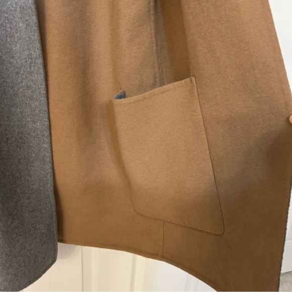 Vince Reversible Collarless Wool Blend Coat in Dark Camel/ Med H Grey Size M - Picture 8 of 12